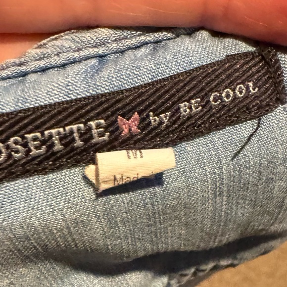 Rosette BE COOL Light Blue Denim Romper Shorts - Picture 3 of 4